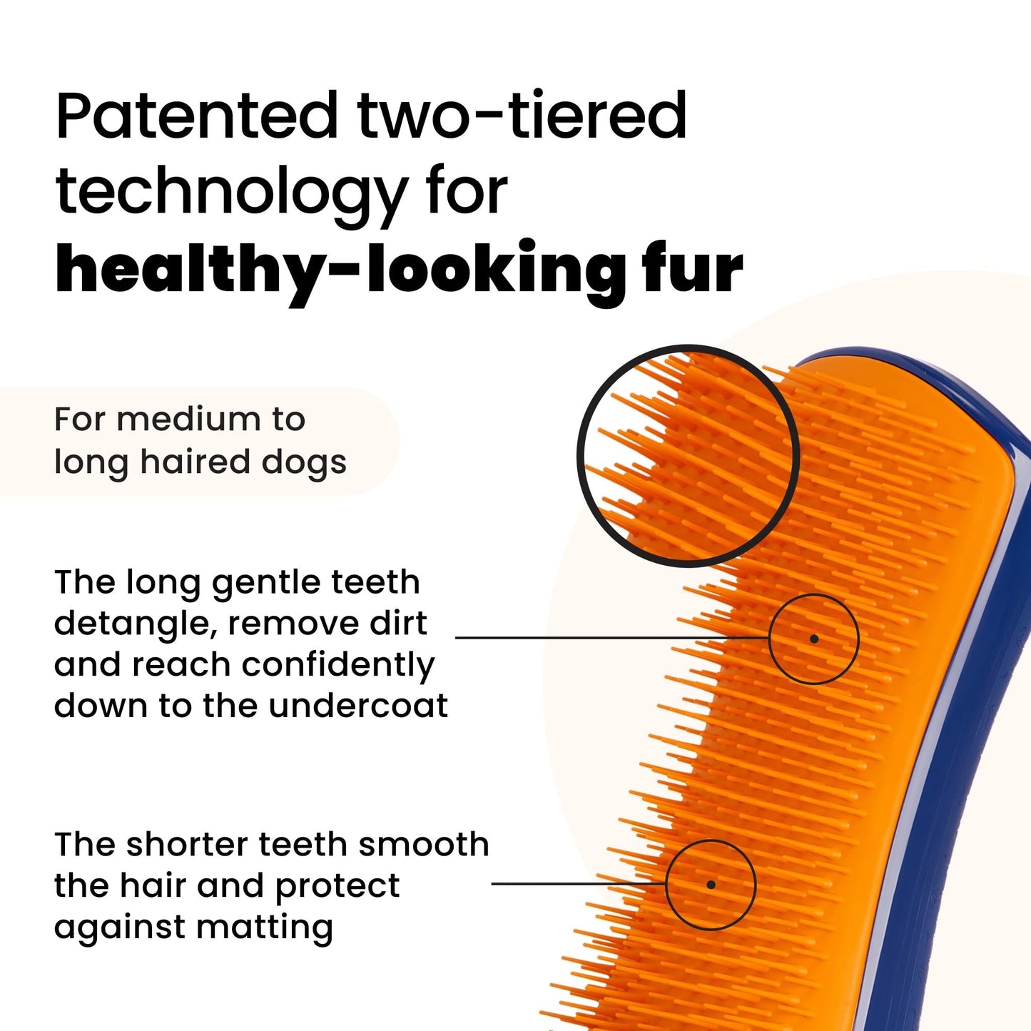 Tangle Teezer | Pet Teezer | Detangling and Dog Grooming Brush | Dry Brush or Dog Bath Brush | Navy & Orange
