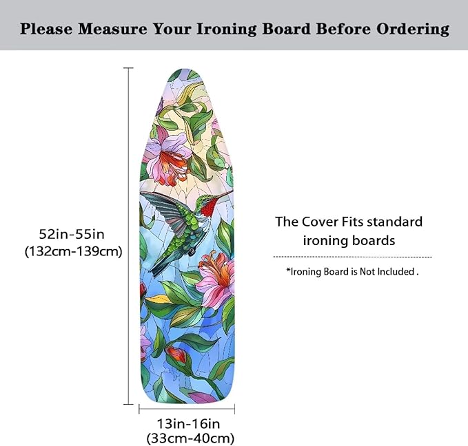 Hummingbird Ironing Board Covers 16 x 54 Inch, Easy Fit, Scorch Resistant