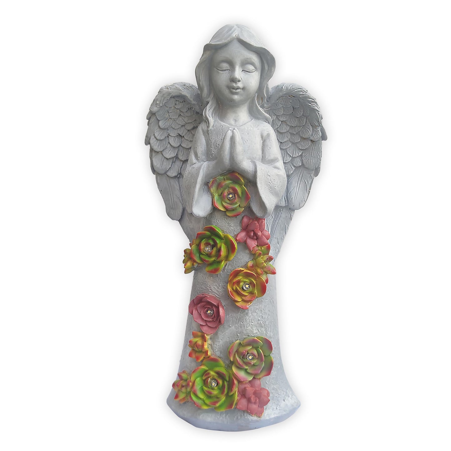 VIOYOUNS Angel Solar Garden Outdoor Statues with Succulent Plants and 6 LED Lights– Outside Solar Garden Decor Figurines -Remembrance & Sympathy Gifts Decorations