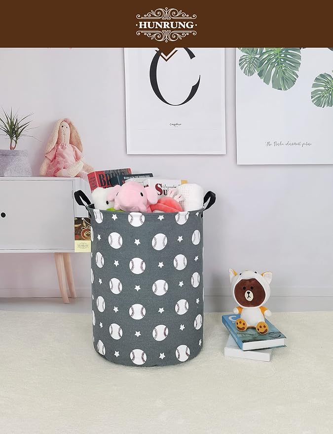 HUNRUNG Laundry Hamper, Large Canvas Fabric Lightweight Storage Basket Toy