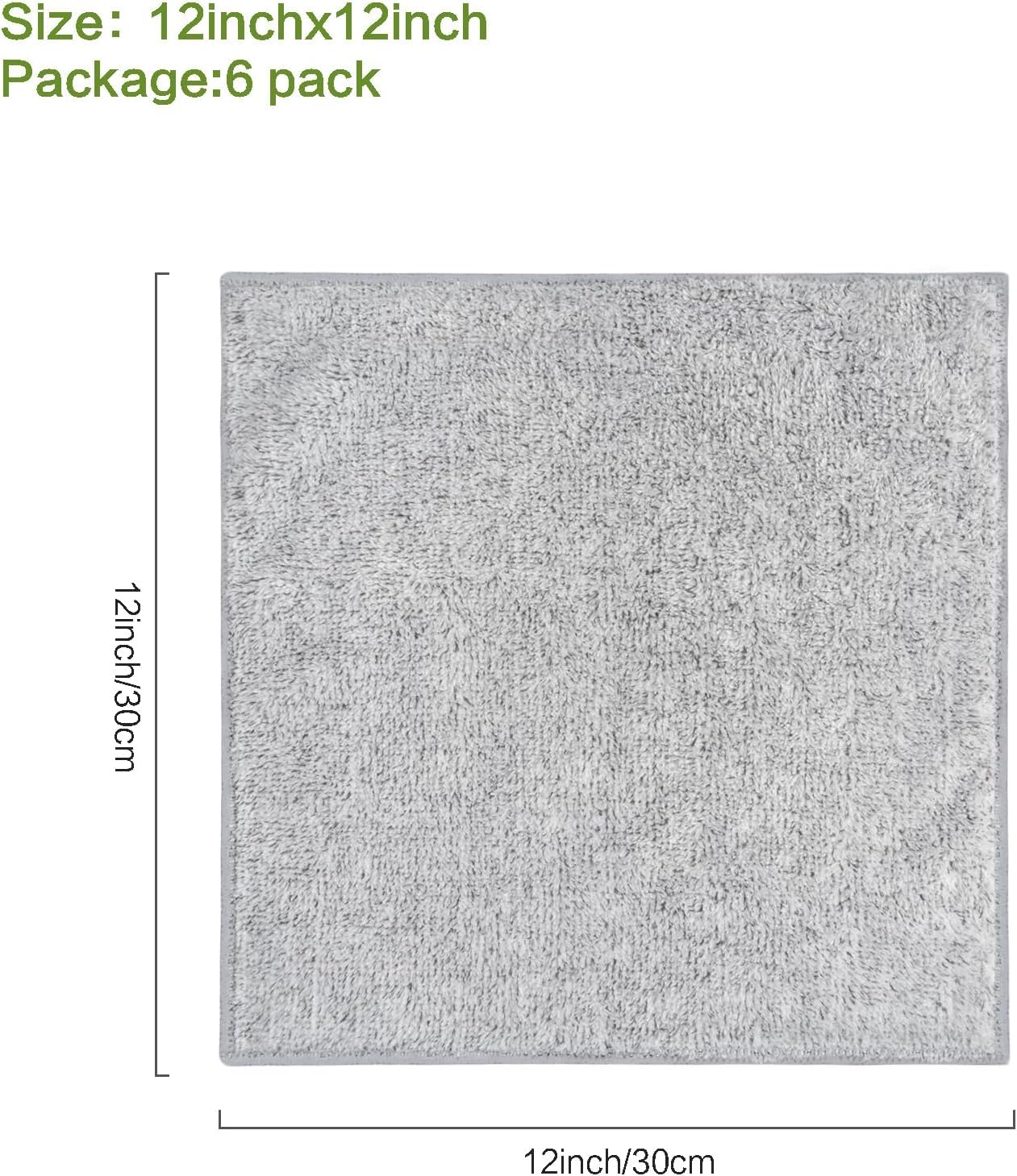 SINLAND 6 Pack Microfiber Face Towels Ultra Soft Bamboo Charcoal Facial Washcloths Reusable Makeup Remover Cloths Face Cloth for Bath 12Inch x 12Inch