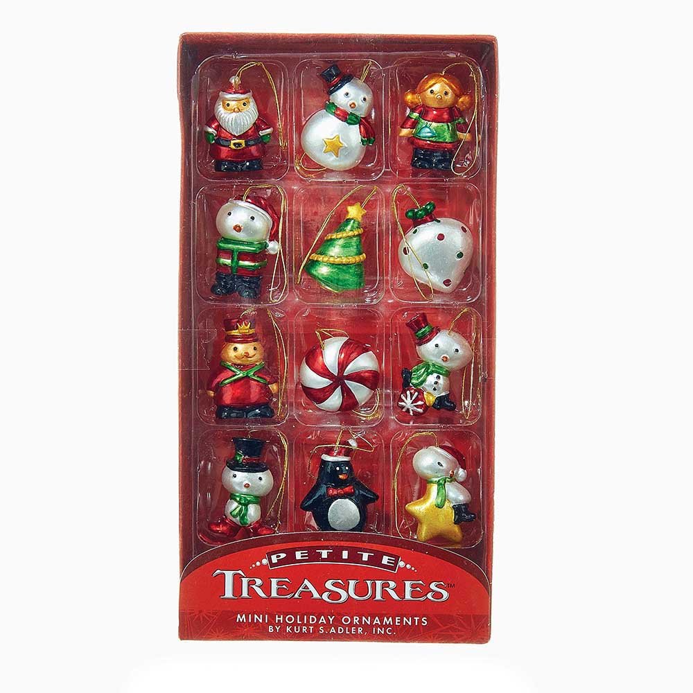 Kurt Adler H9551 1.25" Petite Treasures Mini Ornament Set of 12