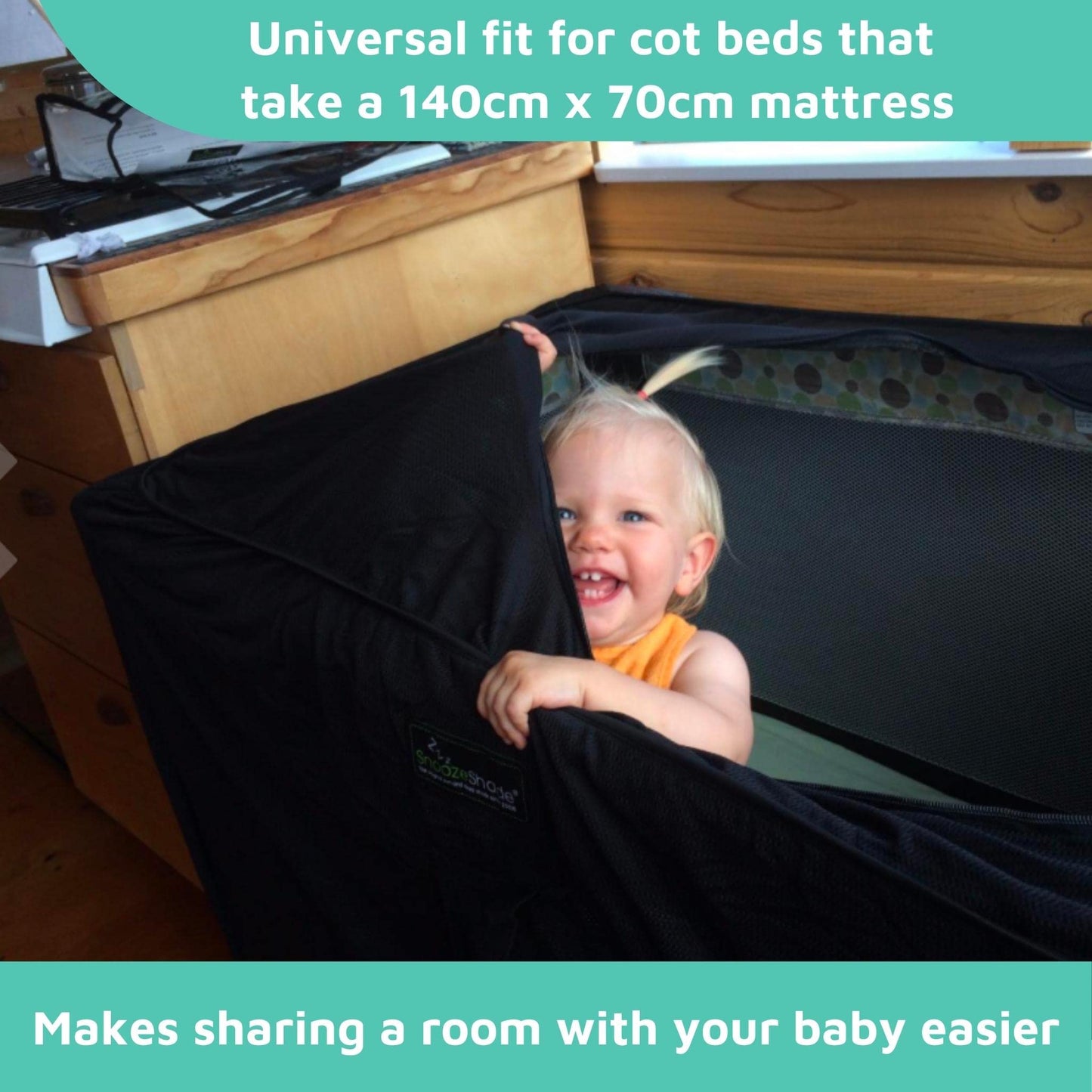 SnoozeShade Cot Bed Blackout Canopy and Sleep Cover Universal Fit 140x70cm Air-Permeable Mosquito Net for Babies and Toddlers