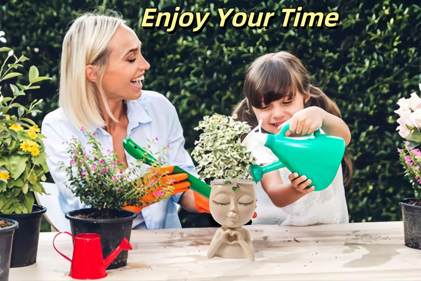 Hakolisz Face Planter Pots Succulent Planters, Unique Face Flower Pot for Indoor Outdoor Plants with Drainage Hole Love Style for Valentine's Day, Mothers Day and Anniversary Birthday Gifts (White)