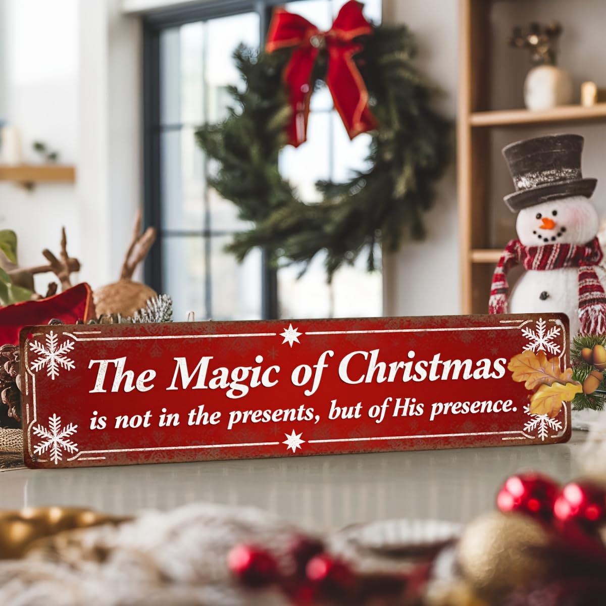 The Magic of Christmas Metal Sign Christmas Wall Art Wall Decor for Home, Living Room, Winter Decorative Signs & Plaques 4x16 Inch