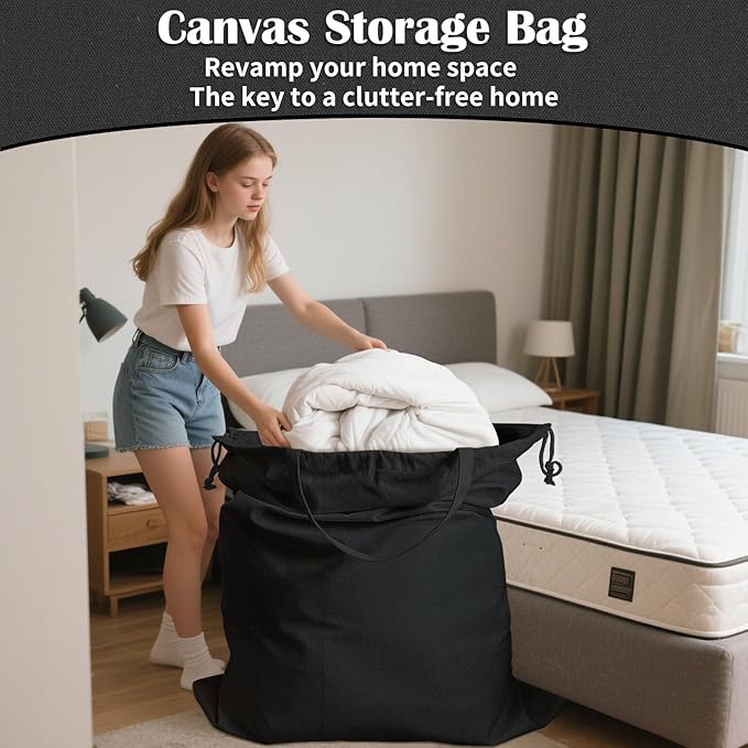 Canvas Laundry Bag 40"W x 35"H, Thick Canvas Laundry Bag