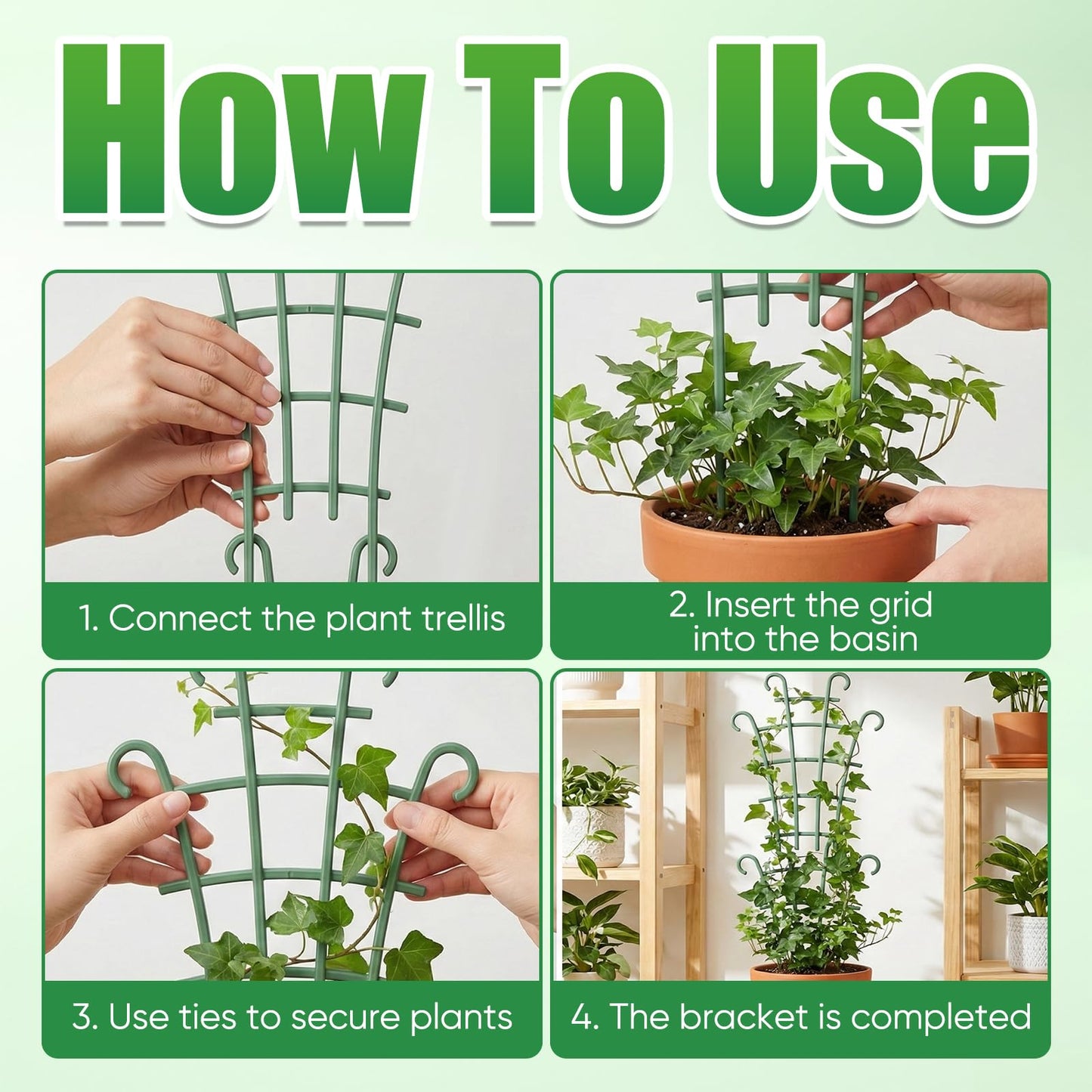 5 Pcs Trellis for Potted Plants,Stackable Plant Trellis for Climbing Plants Indoor, Small Plastic Support for Vine Ivy Hoya Houseplants Flower Plant Support