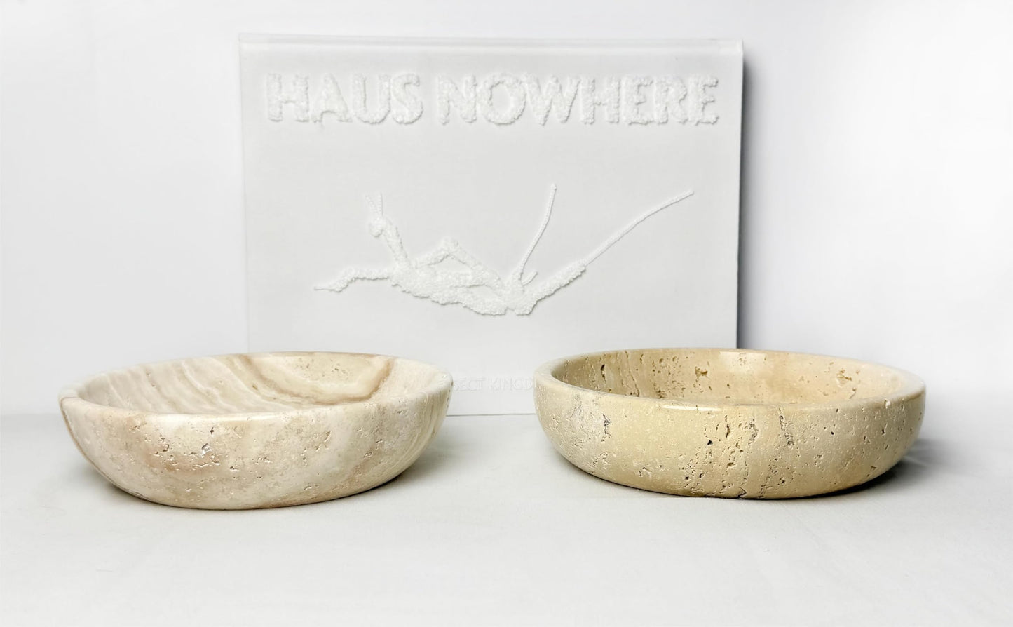 Hqlmzd Travertine Decorative Bowls for Home Decor, Keys Bowl for Entryway Table Modern Home Decor (White)