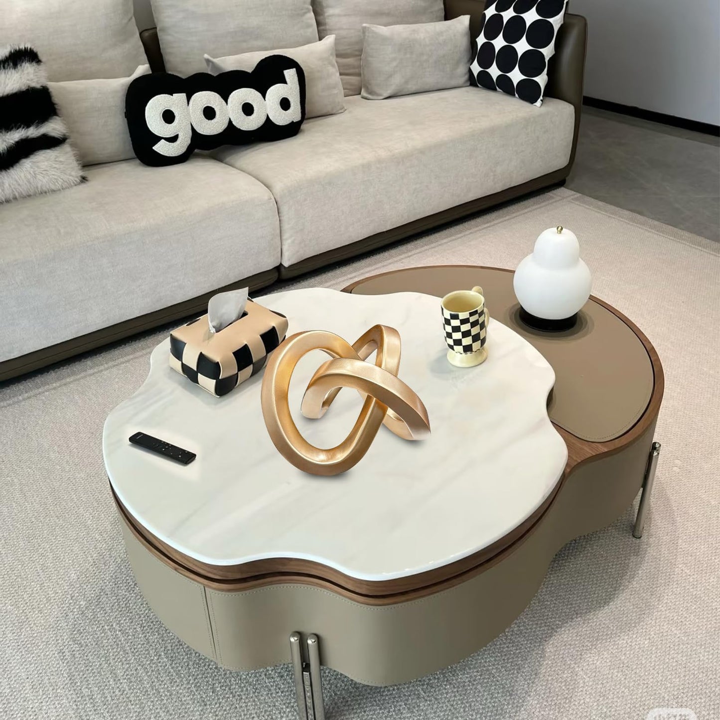 toytoto Modern Gold Geometric Sculpture Gold Knot Home Accent Decor,Multi-Angle Geometric Sculptures Statues for Living Room Bedroom Office Desk Bookshelf Coffee Table Home Decorations
