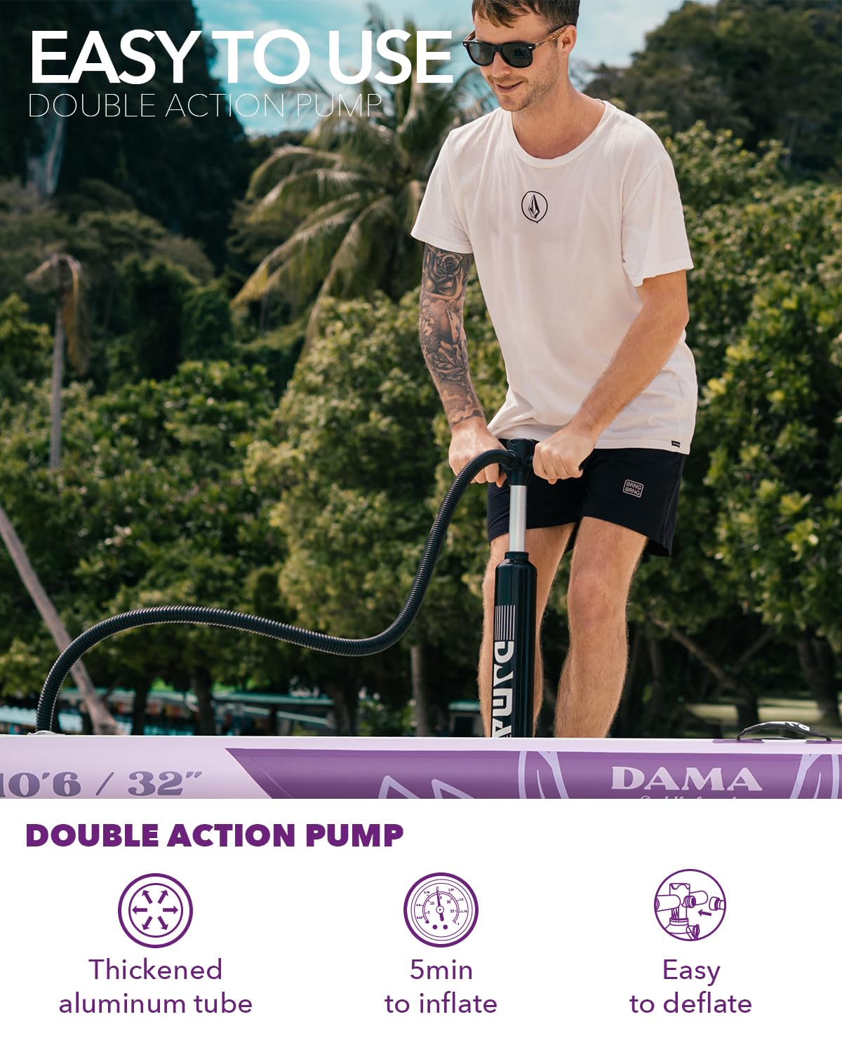 DAMA Premium Yoga&Pets Inflatable Stand Up Paddle Board, 33” Extra Wide Sup Board for Adult on Water, 330lbs Yoga Boardd with Durable SUP Accessories & Carry Bag