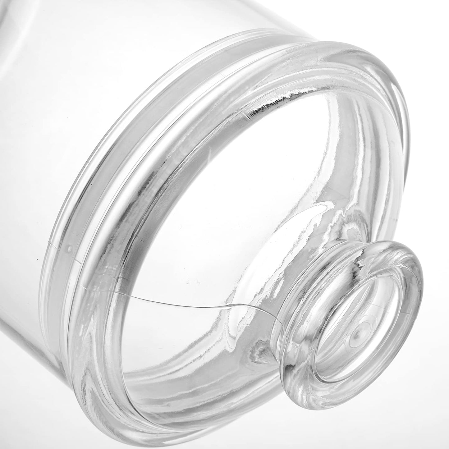 DEAYOU 4 Pack Clear Plastic Apothecary Jars, Plastic Storage Jar Canister with Airtight Lid, Cotton Ball Holder Bathroom, Candy Cookie Container Organizer for Bath Salt, Vanity, 33 Oz/23 Oz/13 Oz