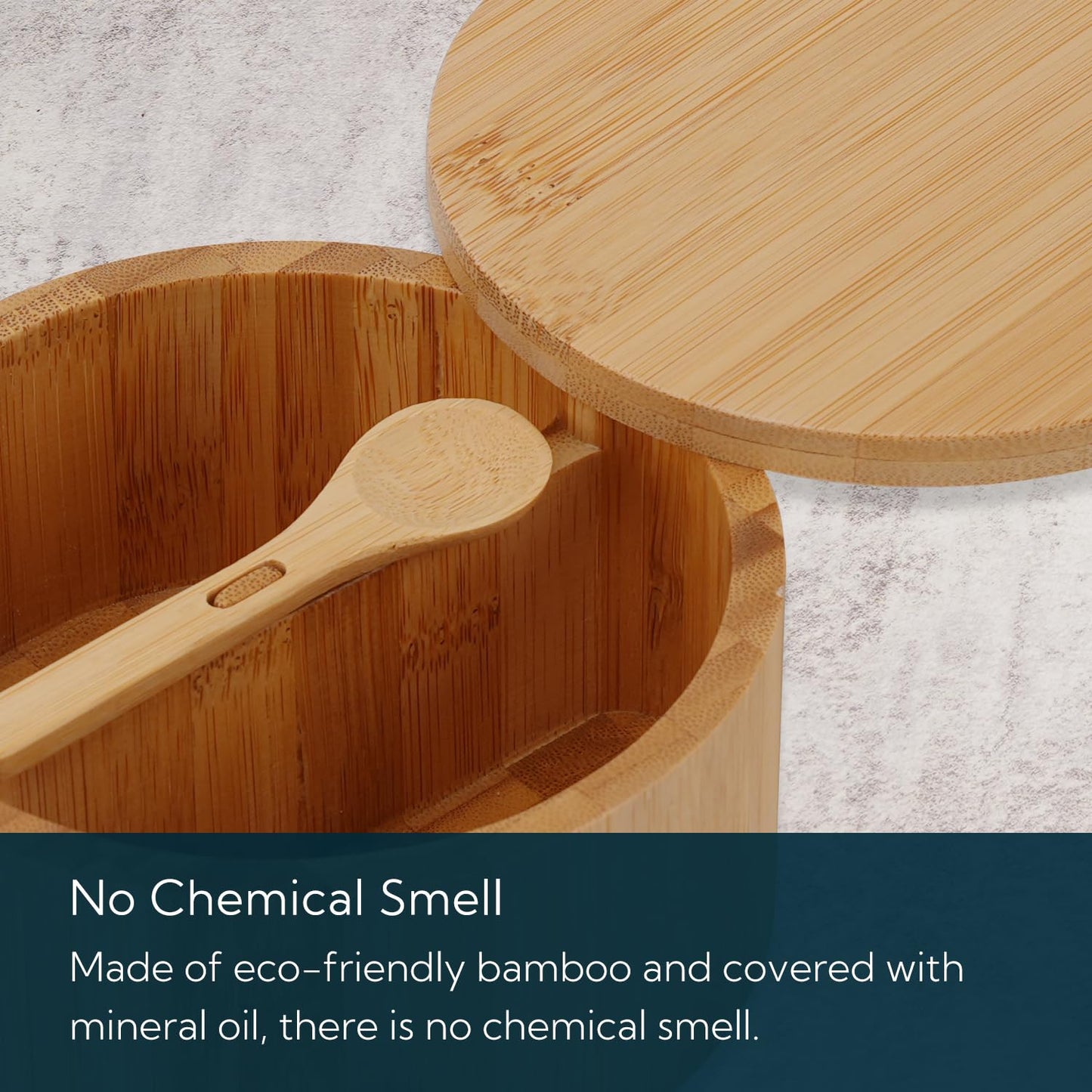 KITCHENDAO Bamboo Salt Cellar Bowl Box with Swivel Magnetic Lid to Store Pepper Spice