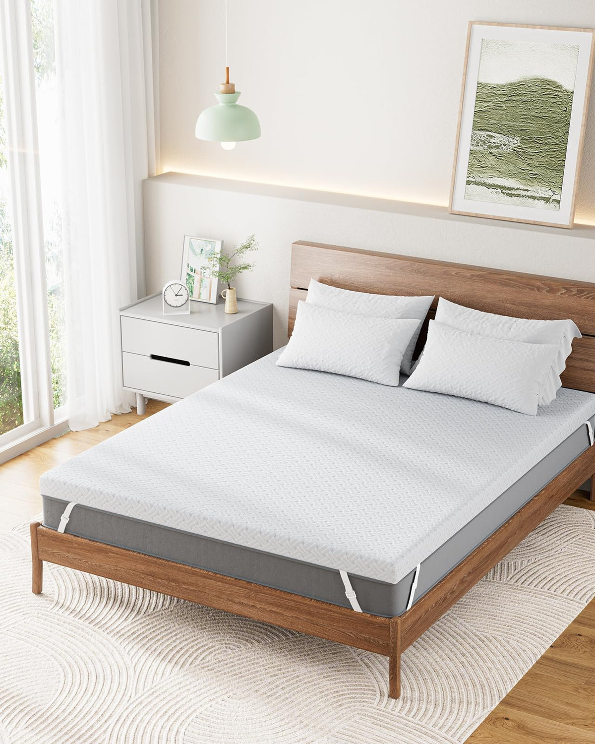 PERLECARE Twin XL Mattress Topper - 3 Inch Cooling Memory Foam Mattress Pad Made with CertiPUR-US® Certified Foam, Bed Topper with Bamboo Cover,Removable & Washable & Non-Slip