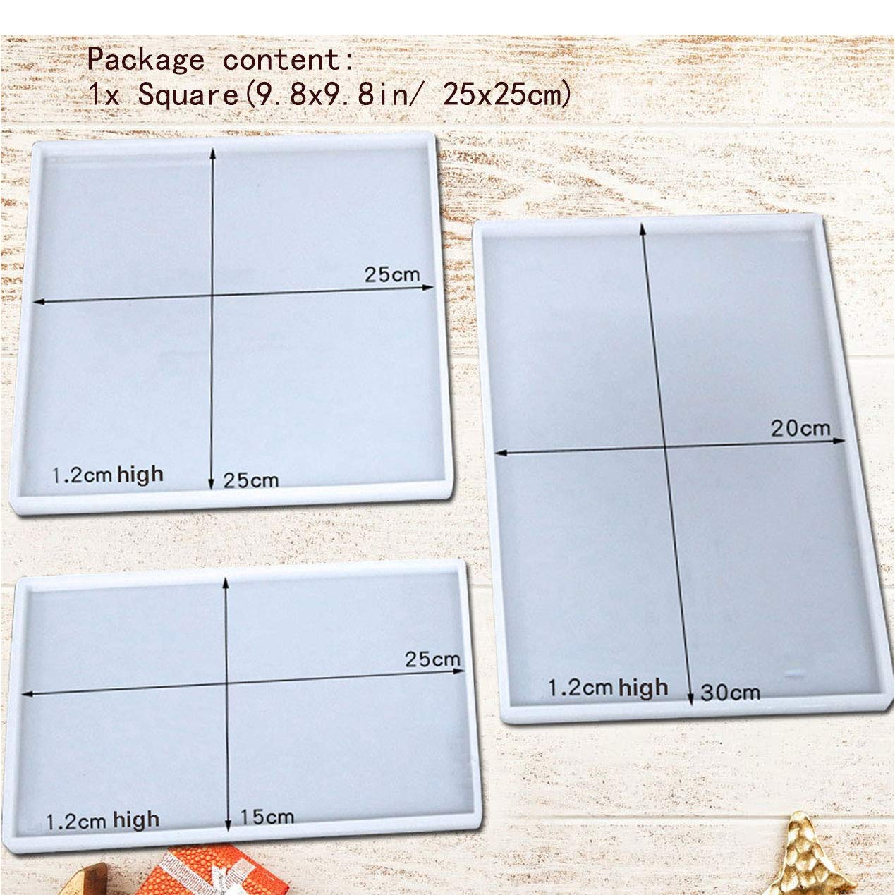 1 Pack Large Square Tray Mold, Oversized Silicone Casting Molds for Resin, DIY Resin Coaster Silicone Mold 9.8x9.8in