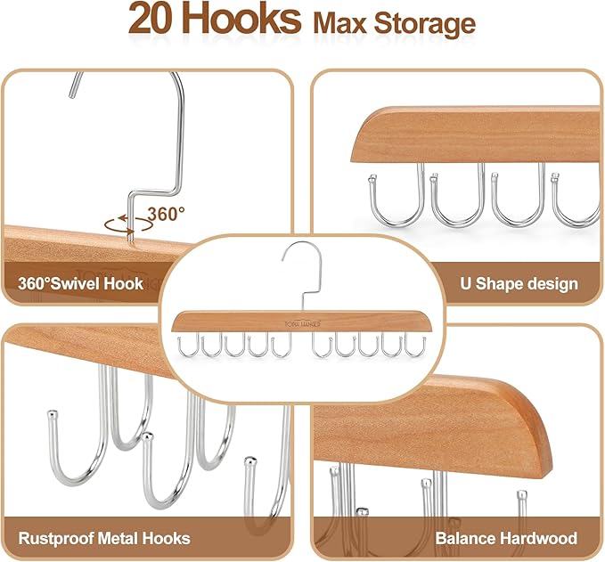 TOPIA HANGER Bra Hanger for Closet, Tank Top Hangers 20 Hooks Capacity Foldable