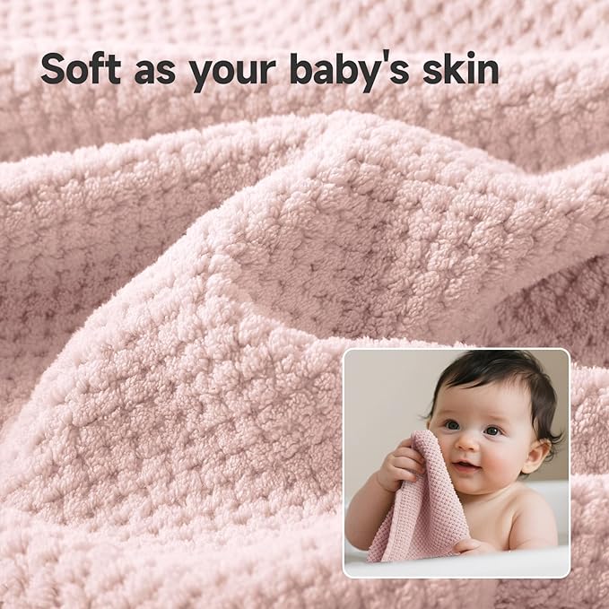 REDKISS Pink Towel Set, 6 Piece Premium Soft Bath Towel Set, Highly Absorbent