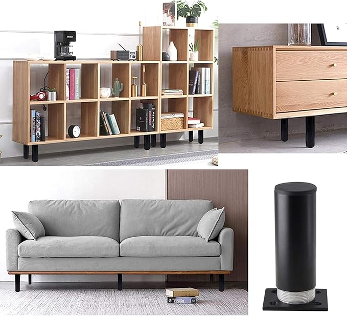 Set of 4 Furniture Legs 4 Inch, Adjustable Aluminum Alloy Cabinet Legs
