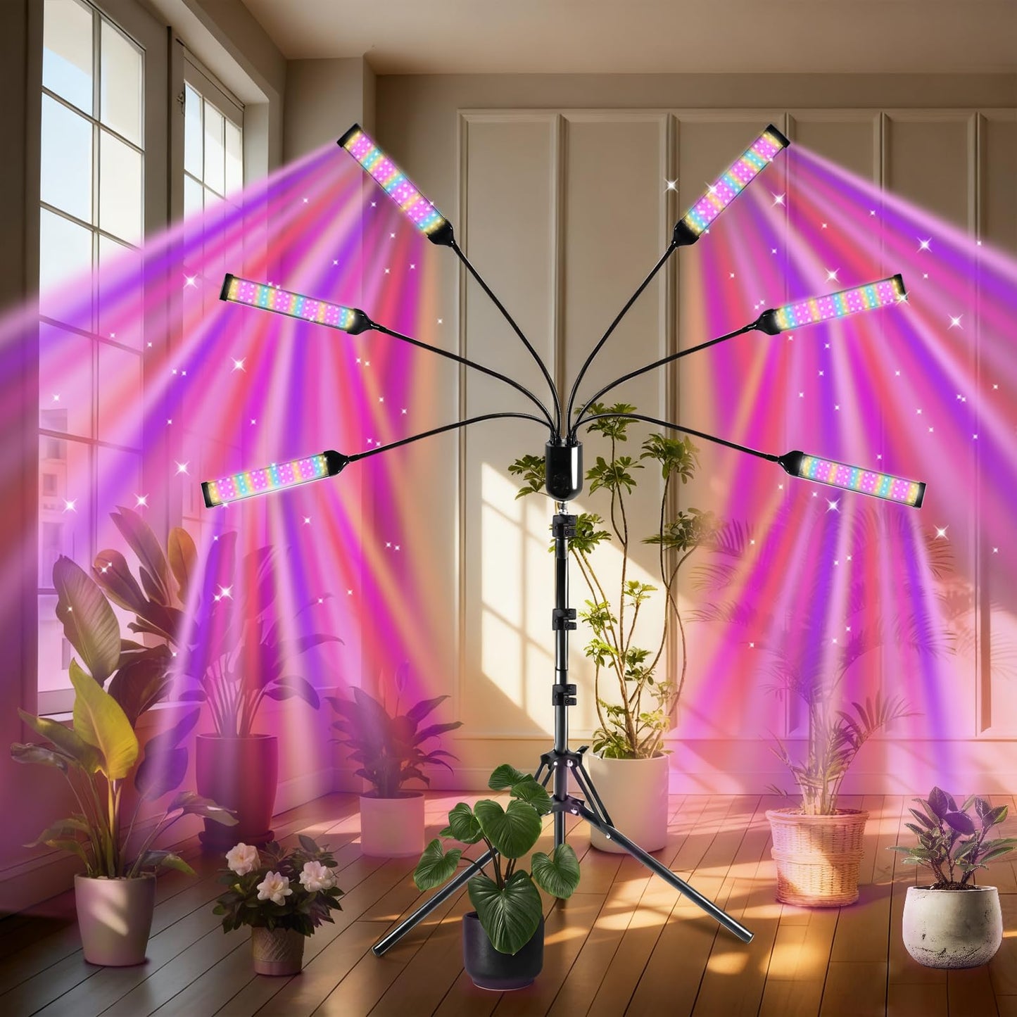 630 LEDs Grow Lights for Indoor Plants, Kalolary Full Spectrum Plant Light with Timer 3/6/9/12/15/18H & 10 Brightness Levels LED Plant Growing Lamps with Tripod Stand