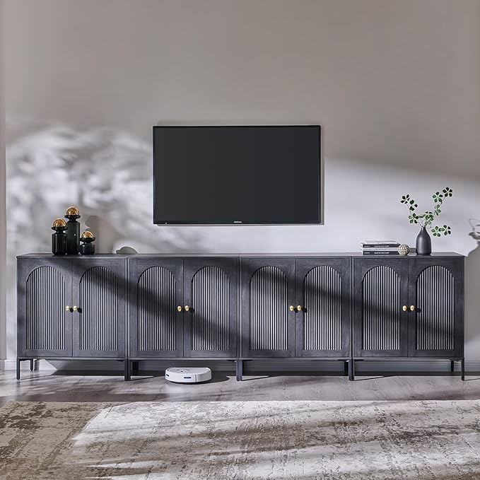 IFBUY Modern Sideboard Buffet Cabinet, 123.5" W Fluted Arched Buffet Cabinet