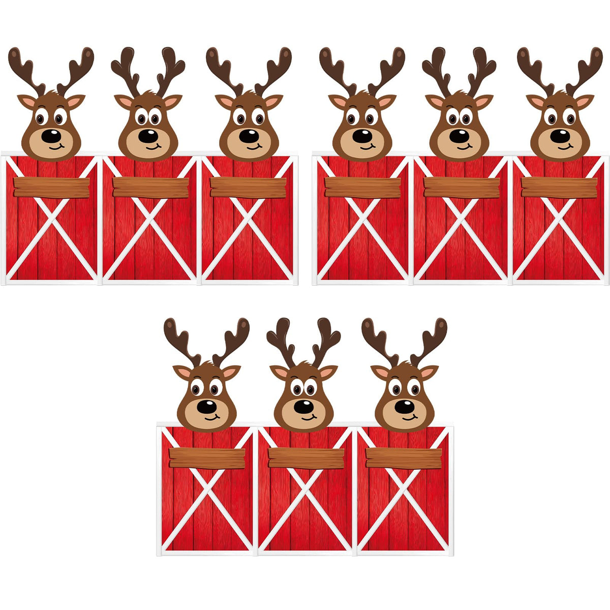 HunnmingRe 3 Pcs Large Reindeer Stables Christmas Office Decoration 78.7 Inch Reindeer Door Banner with Hook Double-Sided Tape Winter Xmas Elk Wall Supplies for Garage Classroom Office Decoration