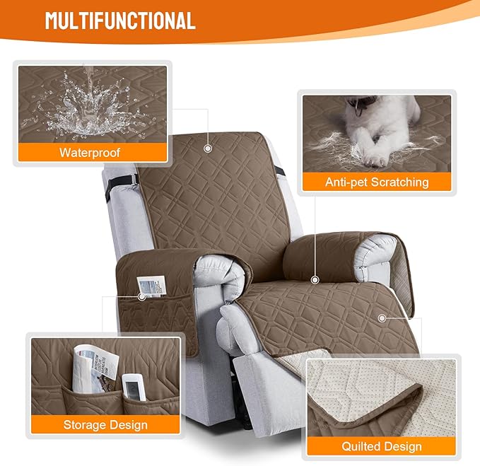 VANSOFY 100% Waterproof Recliner Chair Covers, Recliner Cover Non-Slip Dog