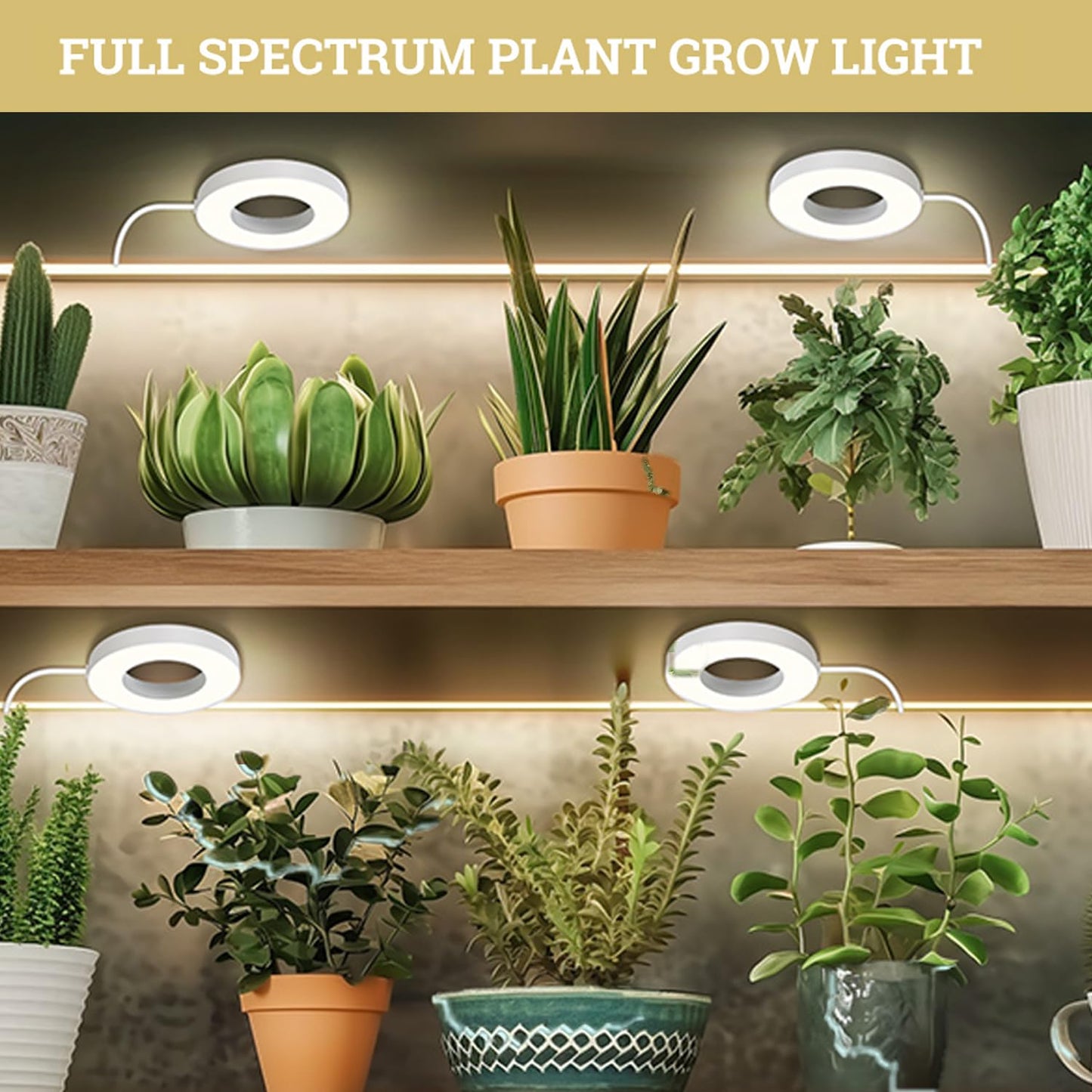 SIYOMG Ceiling Grow Lights for Indoor Plants, 144 LEDs Full Spectrum Halo LED Plant Light, with 3/9/12H Auto Timer Switch, 3 Colors,10 Dimming, Plant Lights for Small Plants, 3 Head