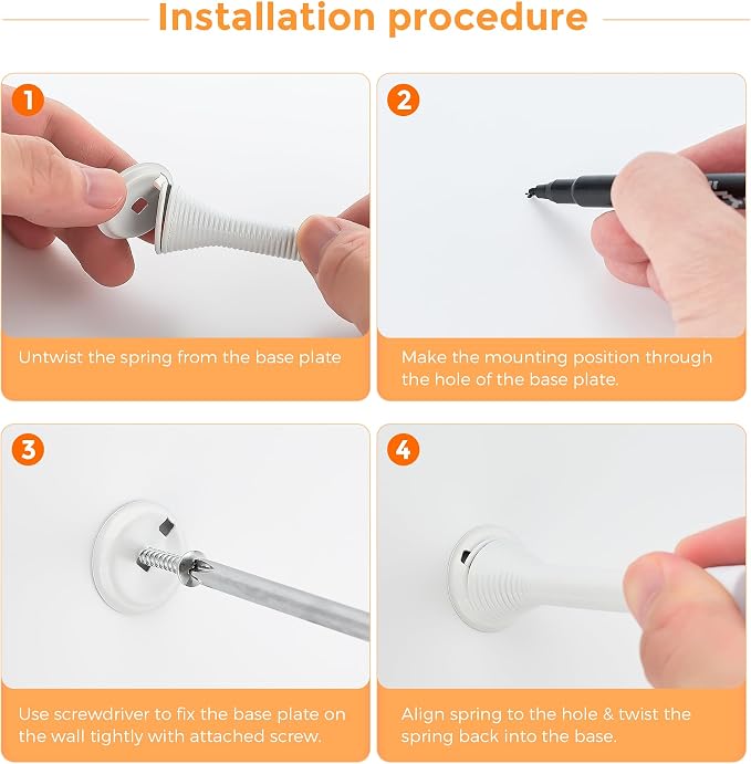 Ravinte Door Stoppers, 6 Pack White Spring Door Stops with Rubber Bumper, Door Stoppers for Bottom of Door