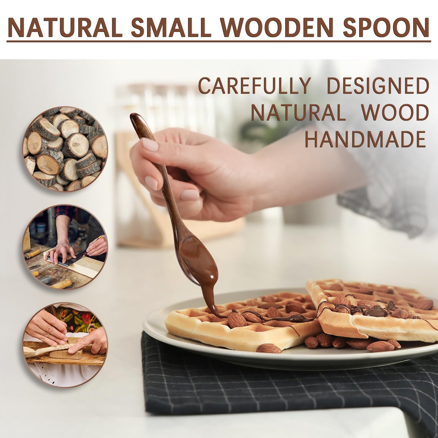Hefild 7 PCS 5.78 Inch Small Wooden Spoons and 6 PCS 6.7 Inch Small Wooden Spoons for Soup