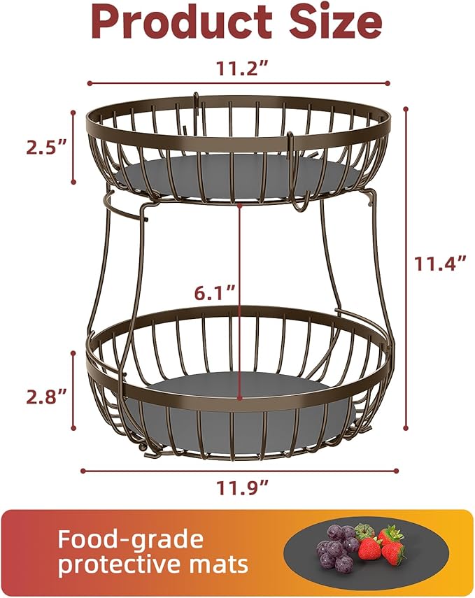 2 Tier Fruit Basket for Kitchen Counter