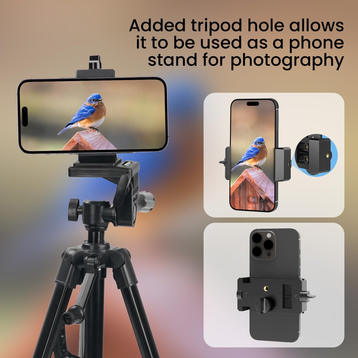 GOSKY Smartphone Adapter Mount Regular Size - Compatible with Binoculars, Monoculars, Spotting Scopes, Telescope, Microscopes Fits almost all Smartphones on the Market Record Nature and The World