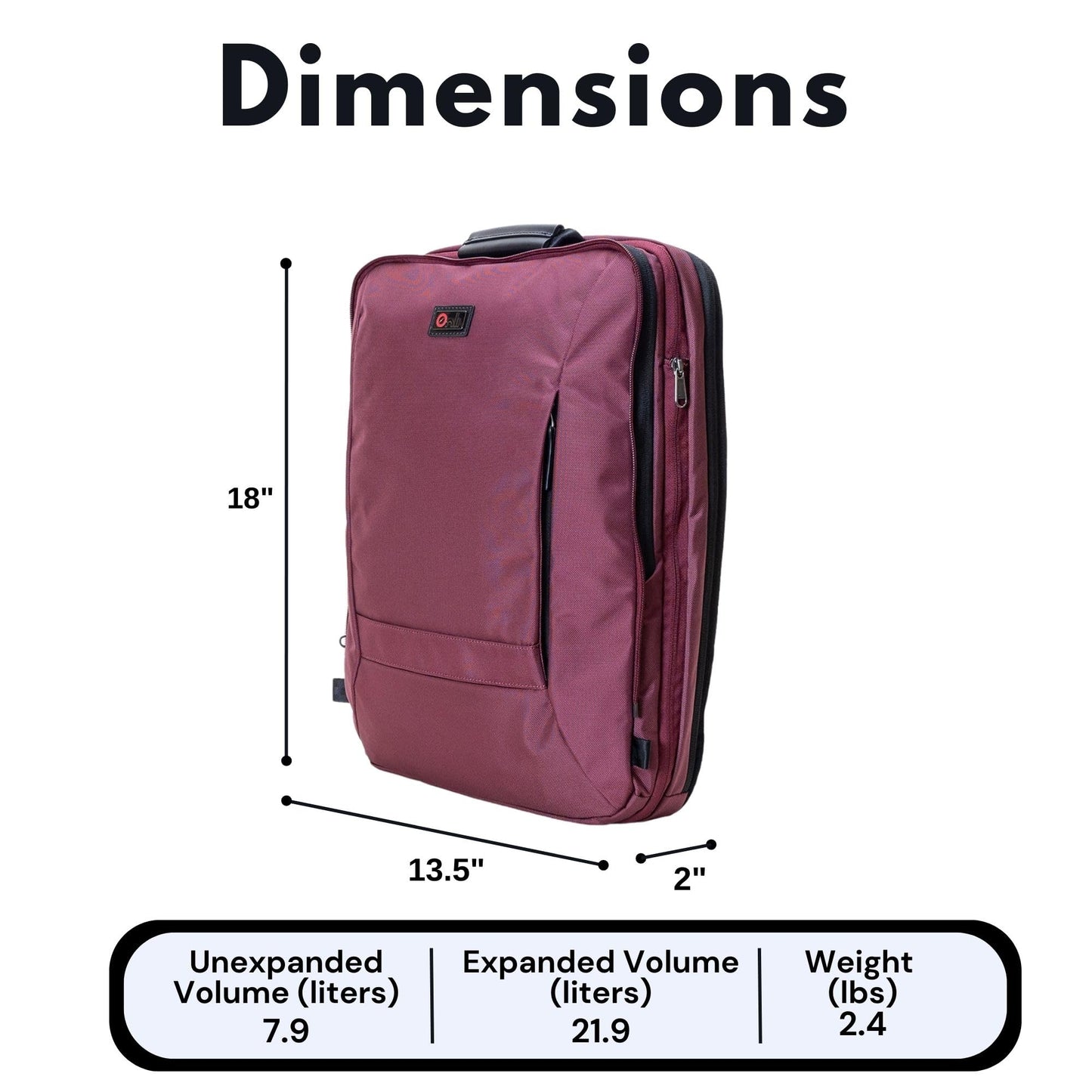 Trilogy Weekender Daypack I Opens like a suitcase, for easy packing. Expands into a 22-liter weekender. Hidden under-bag sling holds yoga mat, sleeping bag, and doubles as a rear cover (Zinfandel)