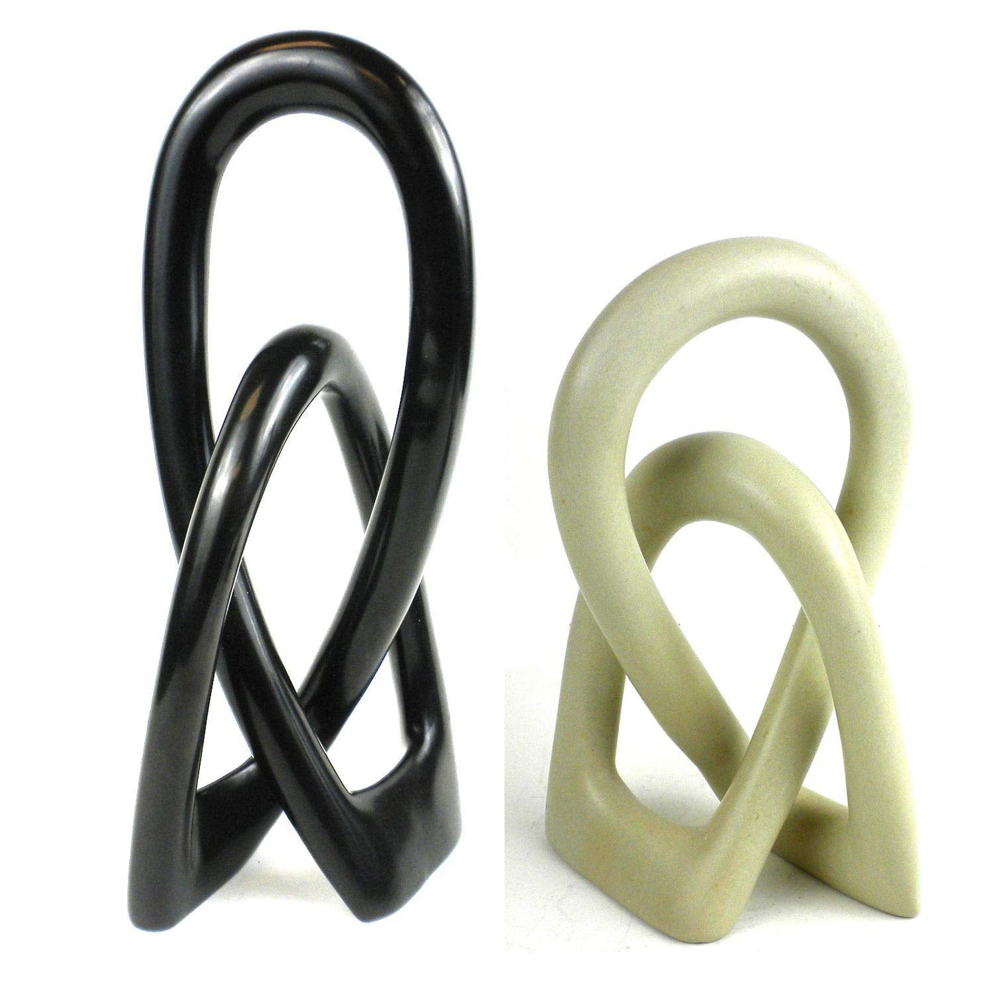 Global Crafts - Soapstone Lovers Knot Sculpture - 10 in Black