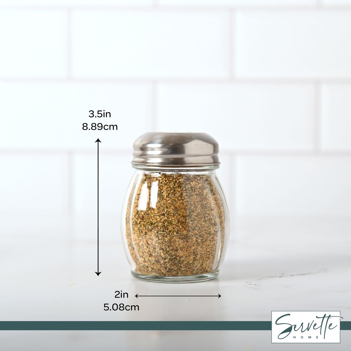 Servette Home 4.75 Ounce Round Glass Spice Jar with Metal Shaker Lid (Set of 3)