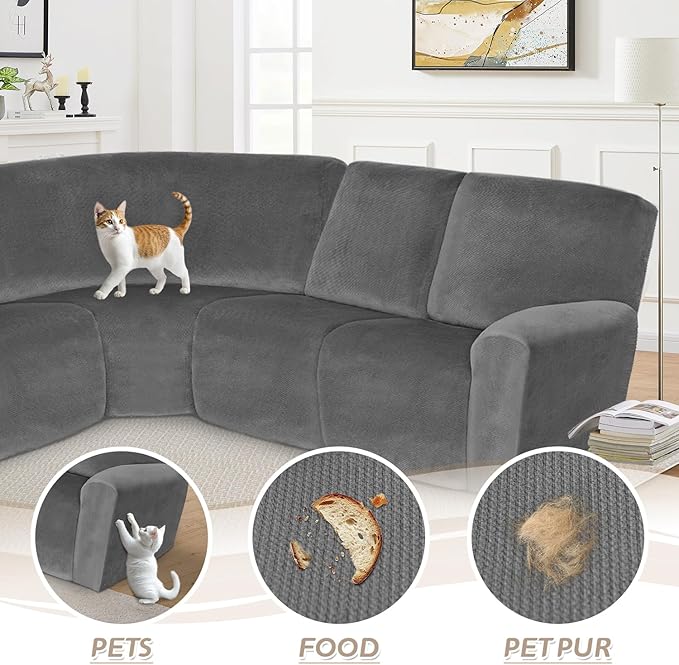 Arfntevss Sectional Recliner Couch Covers Velvet Corner Sectional Sofa Cover