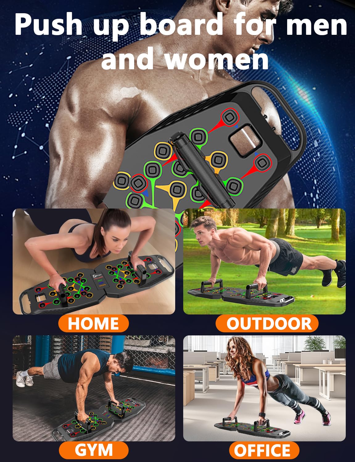 Push UP Board, Pilates Bar & Fitness Accessories, 25 in 1 Foldable Push up Bar at Home Gym, Workout Exercise Professional Push Up Strength Training Equipment for Man and Women