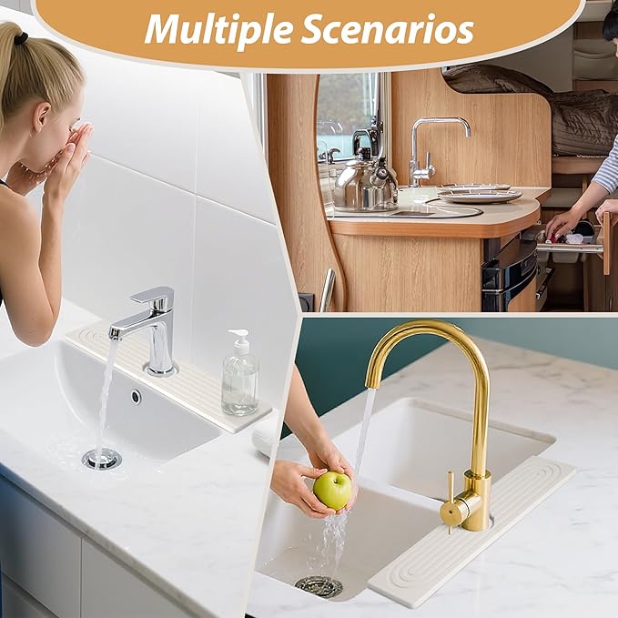 Kitchen Sink Faucet Mat, Diatomaceous Earth Quick Dry Sink Splashback Drying Mat