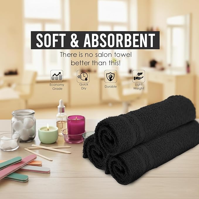 Hand Towels Pack of 40, 100% Cotton, 16 x 27 Inches, Highly Absorbable