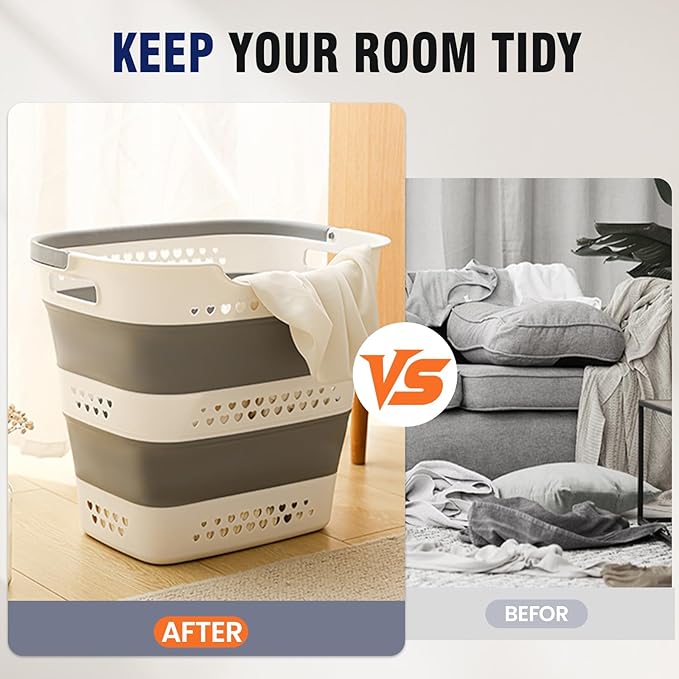 Collapsible Plastic Laundry Basket Hamper
