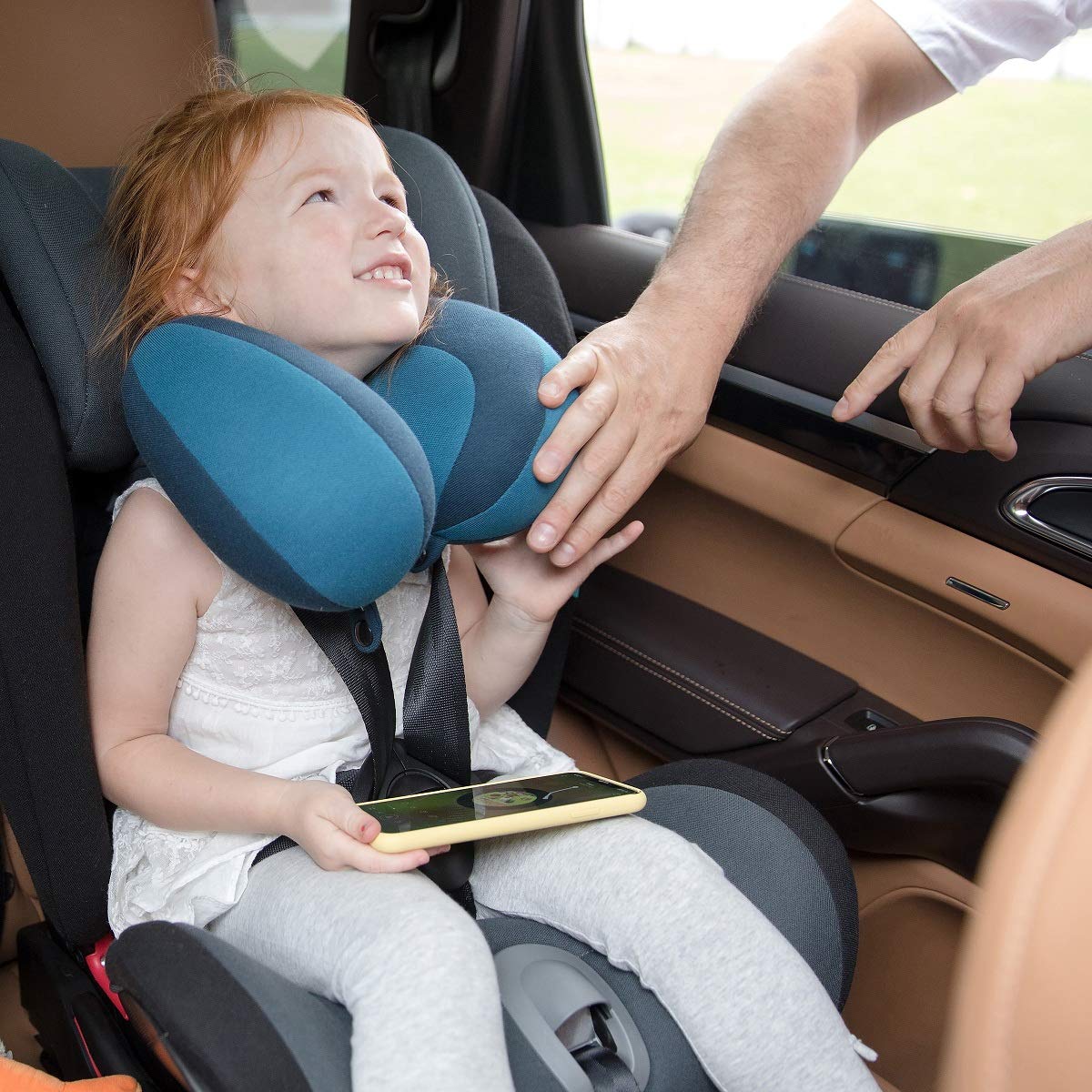 INFANZIA Chin Supporting Travel Neck Pillow, Comfortably Supports and Helps Support Head and Neck - Gifts for Toddler/Child/Kids, Blue