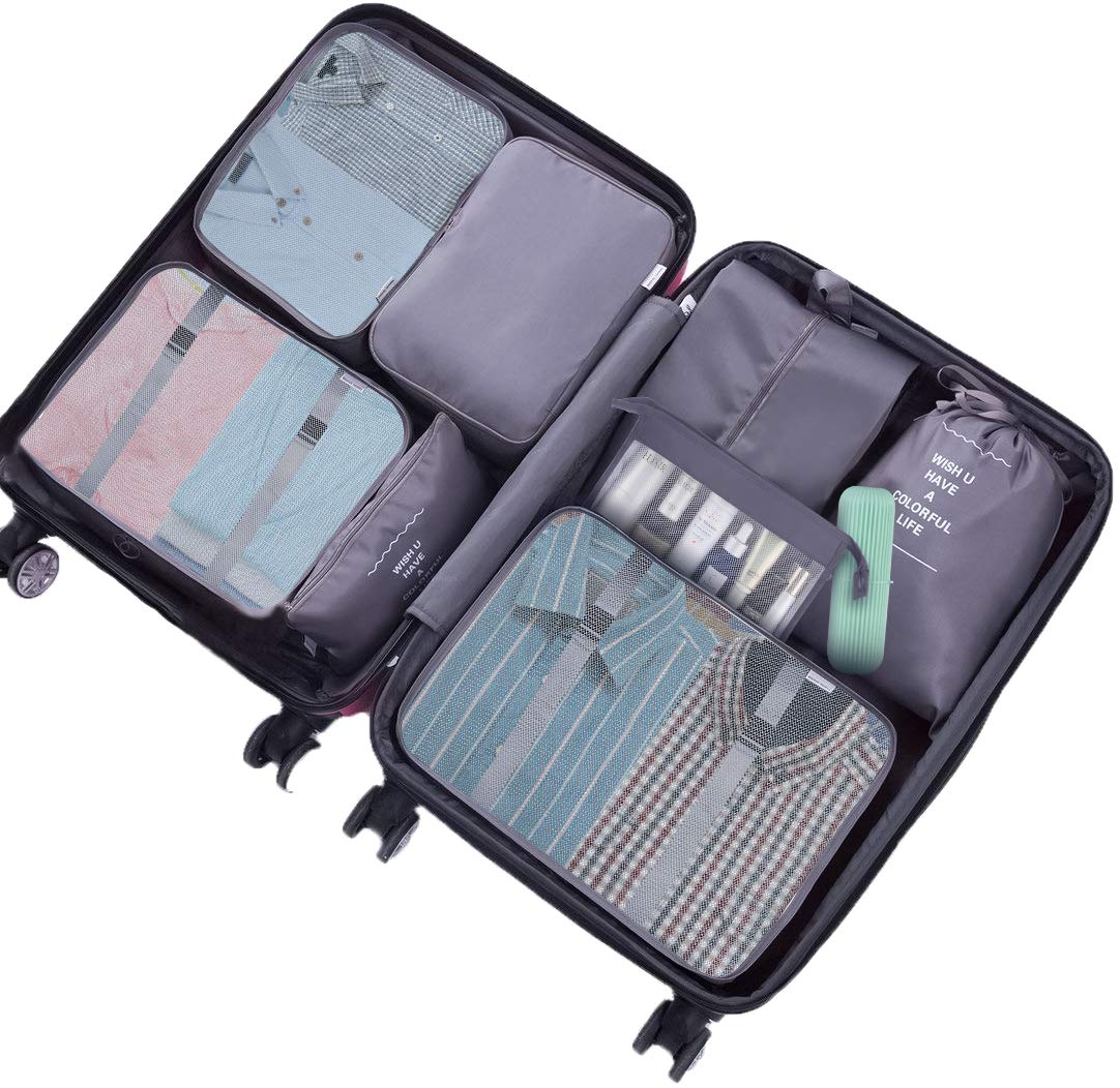 Packing Cubes for Suitcase,Geediar 9 PCS Travel Luggage Packing Organizers Waterproof Travel Essentials Bag Clothes Shoes Cosmetics Toiletries Storage Bags(a-Grey)