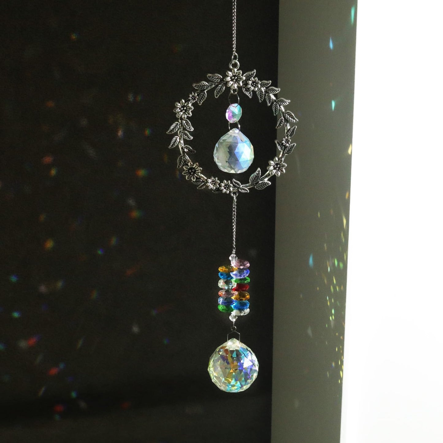 LONGSHENG - SINCE 2001 - Crystal Suncatcher for Windows Rainbow Maker Hanging Ornament Gifts for Family,Friends Sun Catcher Gifts for Mother’s Day Birthday Thanksgiving with Best Wishes Card Gift Bag