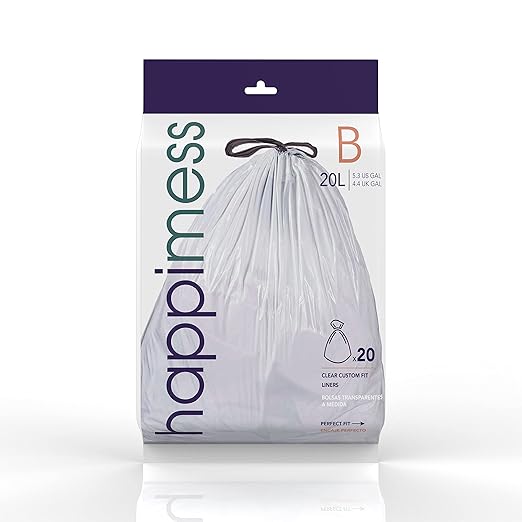 happimess 5.3 Gallon Drawstring Trash Bags, Heavy Duty LDPE Liners