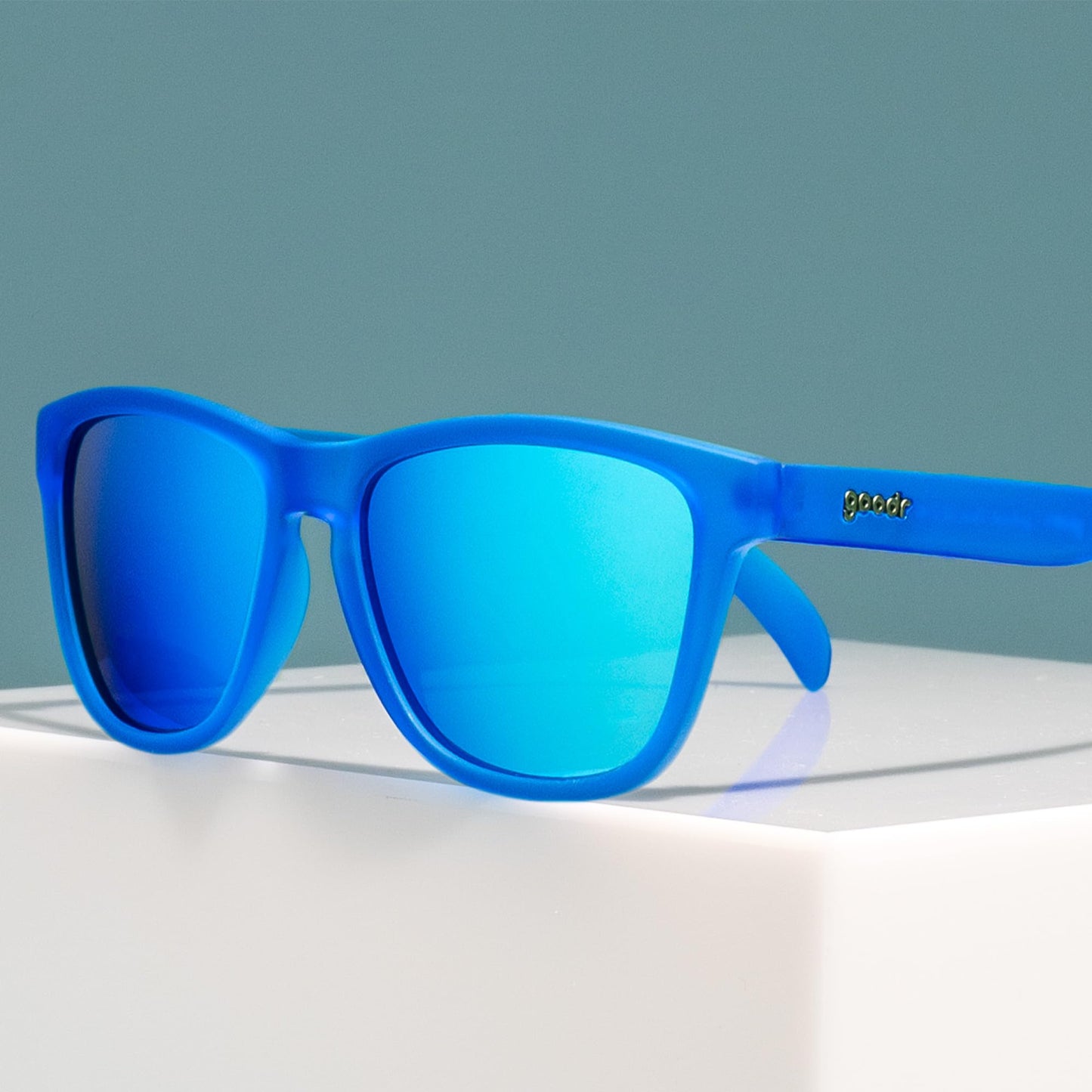 goodr Falkor's Fever Dream Polarized Sunglasses for Men & Women, Medium Sized (OG), Dark Blue Translucent Frame with Light Blue Mirrored Reflective Lenses, UV400 Protection, No Slip, No Bounce