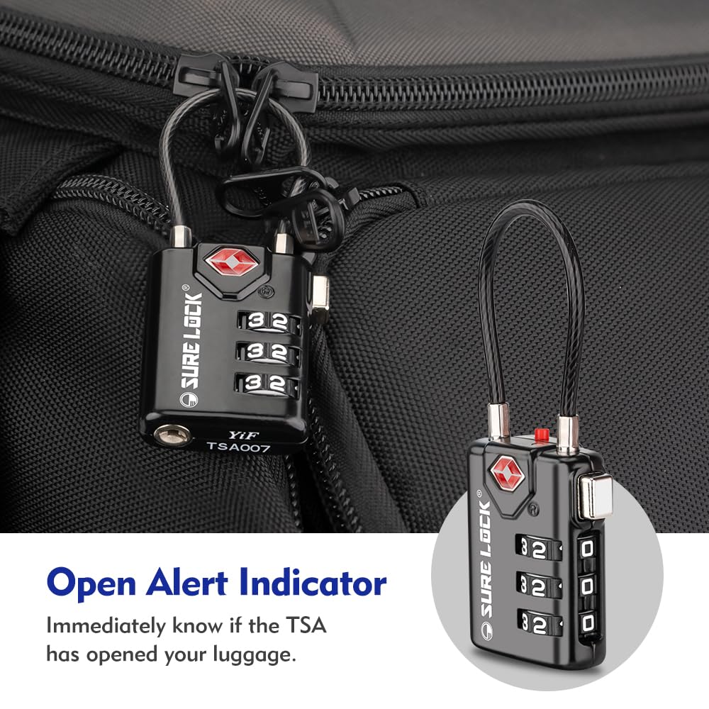 SURE LOCK TSA Compatible Travel Luggage Locks, Inspection Indicator, Easy Read Dials - 2 pack