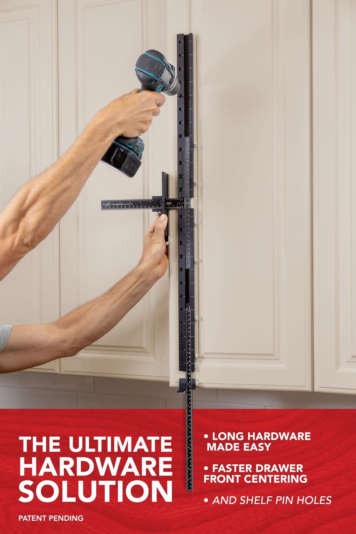 MAX Cabinet Hardware Jig - Install Long Pulls and Shelf Pin Holes - Made In USA - Hand Calibrated by True Position Tools