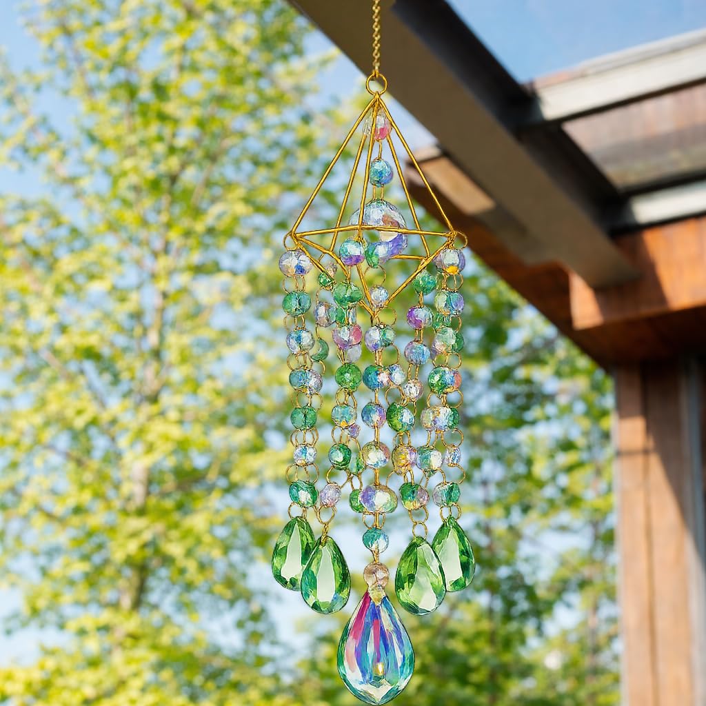 YummyCarrot Sun Catcher Crystals for Window Hanging, Rainbow Prism Sun Catcher with Crystal Prisms, Hanging Crystal Suncatchers Indoor Window Decor, Window Suncatcher Light Catcher