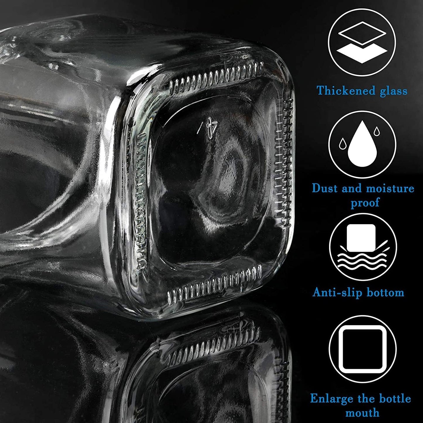 SvaTao Condiment Jar Spice Container with 304 Stainless Steel Lids and Spoons,Clear Glass Condiment Canisters Pots Seasoning Box Salt Container Sugar Bowl Set of 2 for Kitchen, Counter, Food Storage