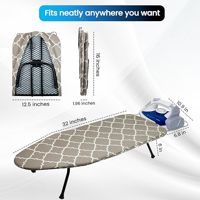 Metal Mesh Panel Tabletop Ironing Board | Foldable Iron Board | Heavy Duty