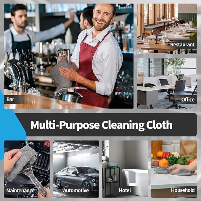 FIXSMITH Grey Microfiber Cleaning Cloth -Pack of 24, Highly Absorbent Cleaning