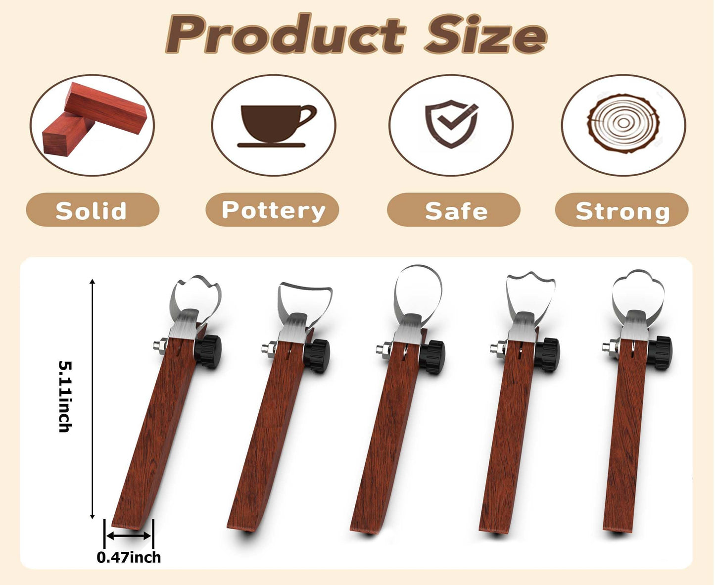 GEOCCI Pottery Handle Making Tool Sculpture Scraper Pottery Carving Tool Pottery Cup Handle Shape Tool for Tea Cup Mug Utensil Vase Handle Clay Cutters (5 PCS)